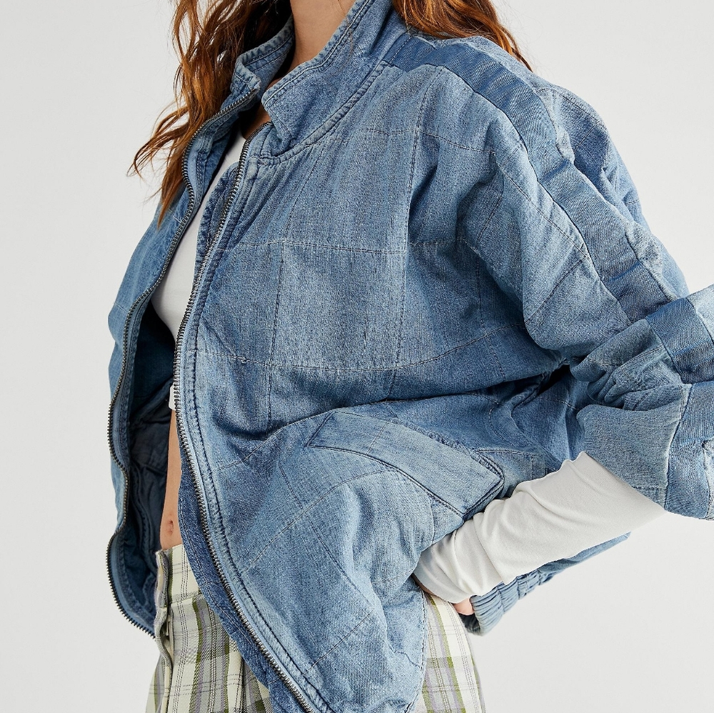 SOLD Free People Denim Dolman Jacket - Picture 2 of 9
